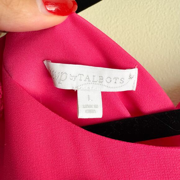 rsvp by Talbots Pink Sleeveless Pom Pom Bow Back Tank Top Blouse - Large - Picture 3 of 6